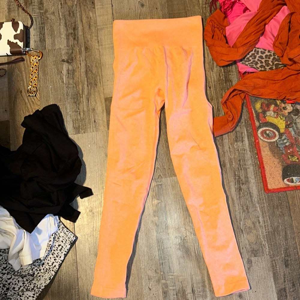 Orange work out leggings